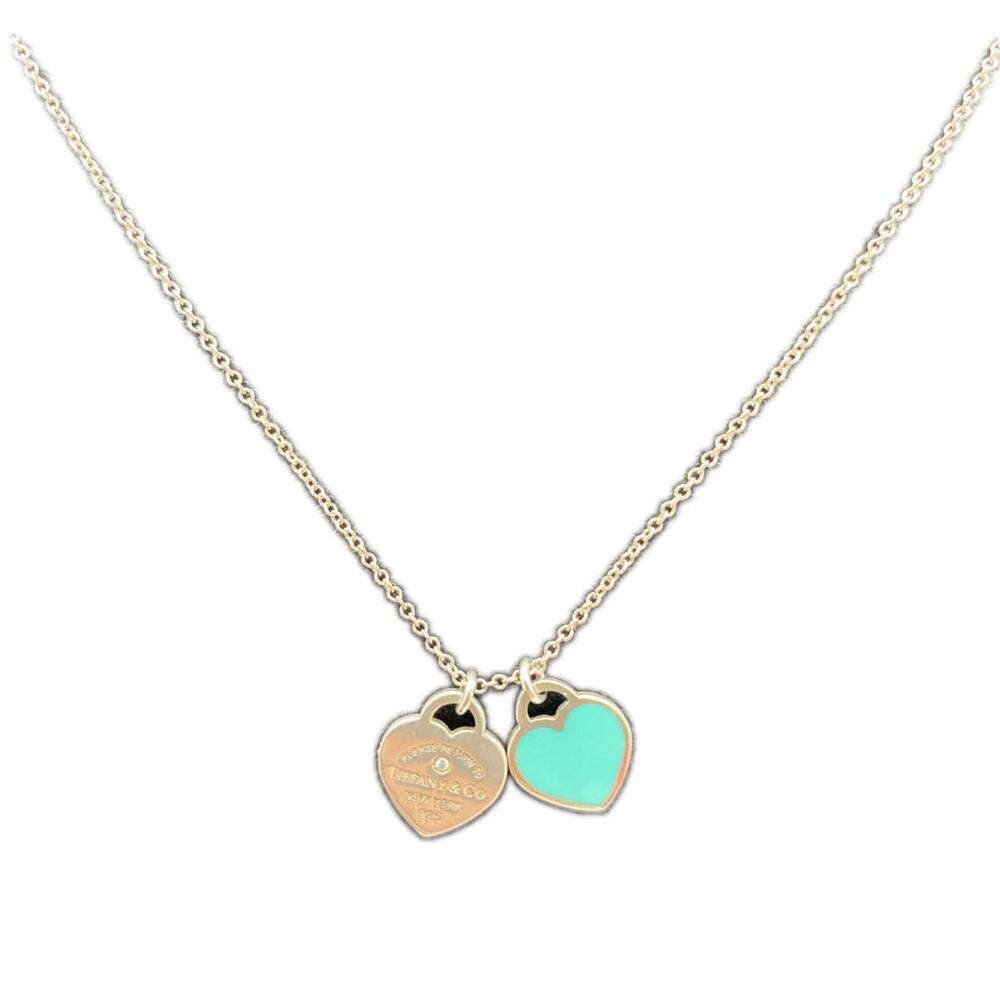TIFFANY&Co. Tiffany Turn to Heart Pendant Necklace SV925 69683983 Blue Silver...